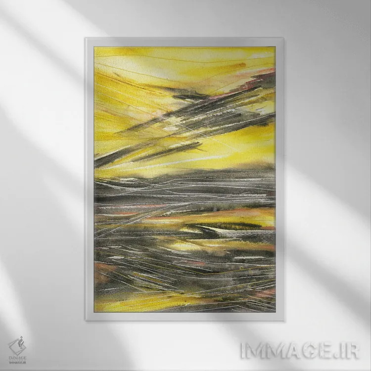 تابلو منظرهٔ انتزاعی غروب اثر آنا اوز - نمای قابدار سفید