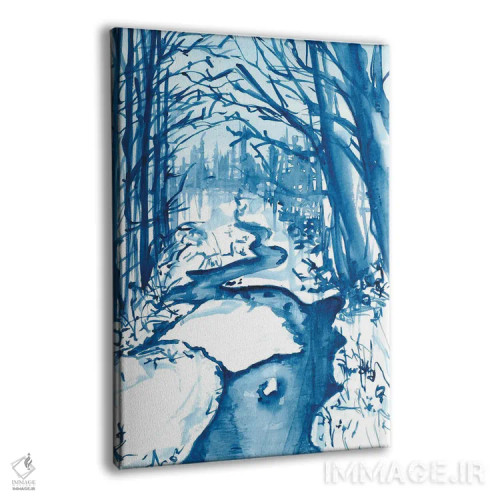 تابلو جویبار زمستانی برفی (آبرنگ) اثر آنا اوز - نمای پرسپکتیو محصول