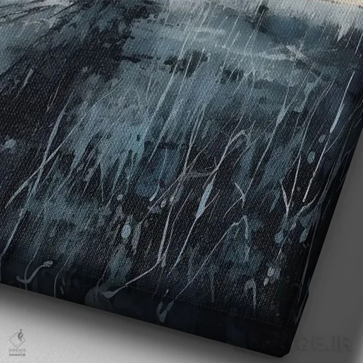 تابلو منظرهٔ خاکستری طوفانی اثر آنا اوز - نمای نزدیک بافت بوم