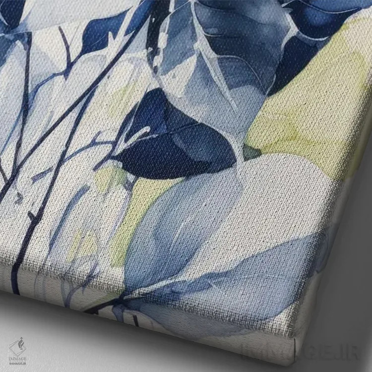 تابلو برگهای آبی I (شماره یک) اثر آنا اوز - نمای نزدیک بافت بوم