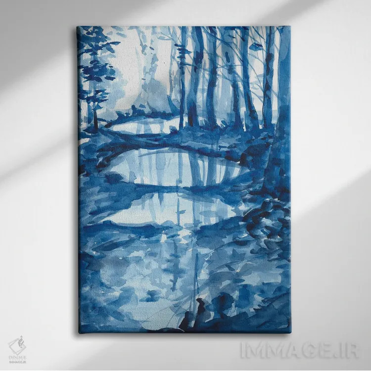 تابلو انعکاس درختان (آبرنگ) اثر آنا اوز - نمای روبهرو روی دیوار