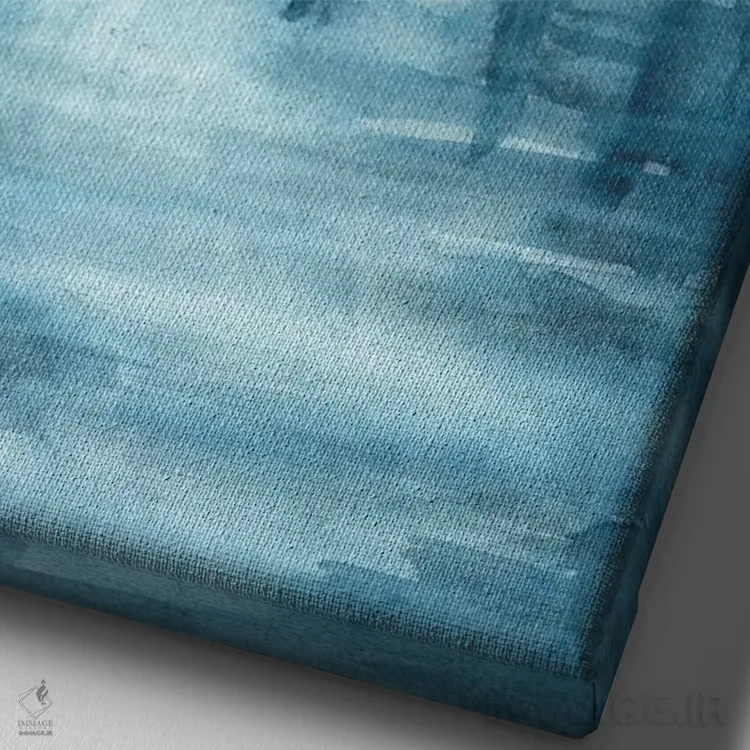 تابلو جنگل آبی صبحگاهی اثر آنا اوز - نمای نزدیک بافت بوم