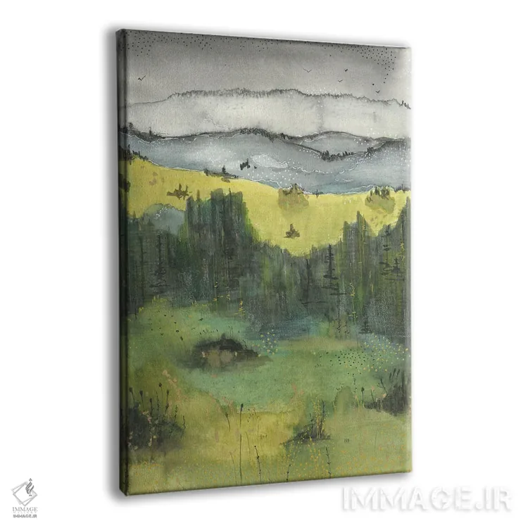 تابلو منظرهٔ سبز (آبرنگ)، کوههای آبی اثر آنا اوز - نمای پرسپکتیو محصول