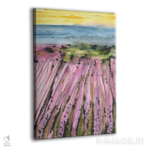 تابلو مزارع اسطوخودوس بنفش (آبرنگ) اثر آنا اوز - نمای پرسپکتیو محصول