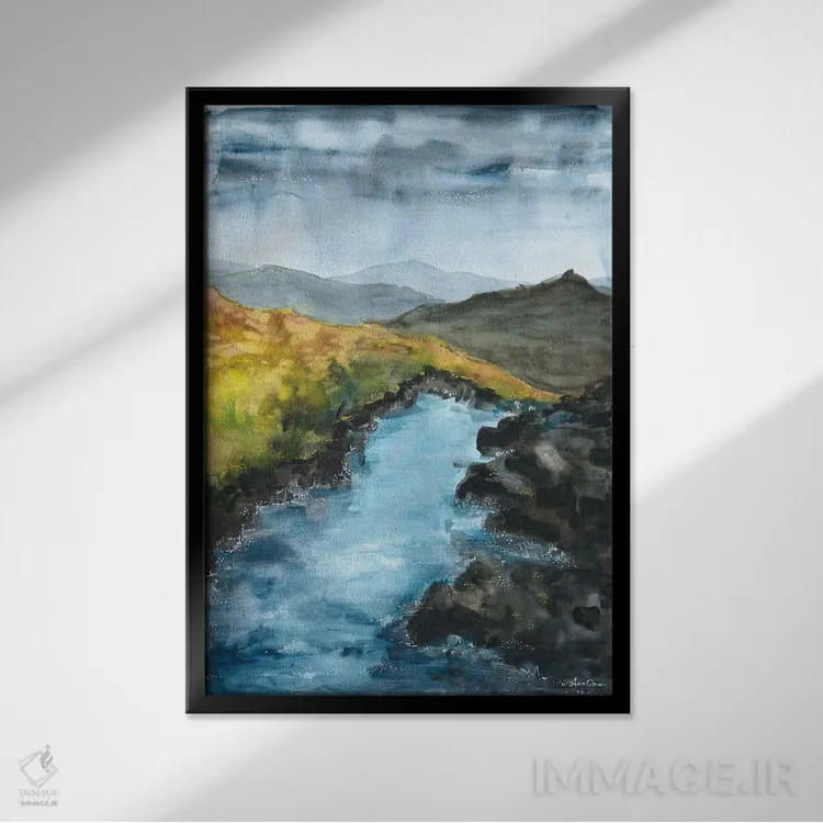 تابلو آزادی در کوهستان اثر آنا اوز - نمای قابدار مشکی