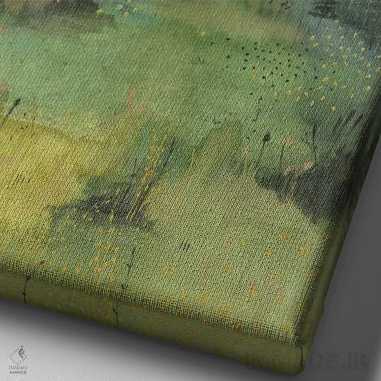 تابلو منظرهٔ سبز (آبرنگ)، کوههای آبی اثر آنا اوز - نمای نزدیک بافت بوم