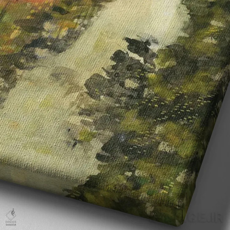 تابلو منظرهٔ پاییزی (آبرنگ) اثر آنا اوز - نمای نزدیک بافت بوم