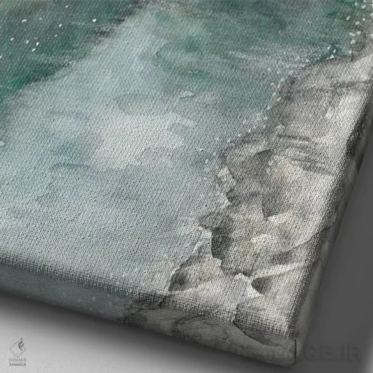 تابلو دریاچهٔ آبی در کوهستان II (شماره دو) اثر آنا اوز - نمای نزدیک بافت بوم