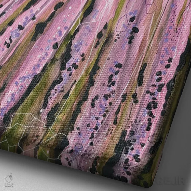 تابلو مزارع اسطوخودوس بنفش (آبرنگ) اثر آنا اوز - نمای نزدیک بافت بوم