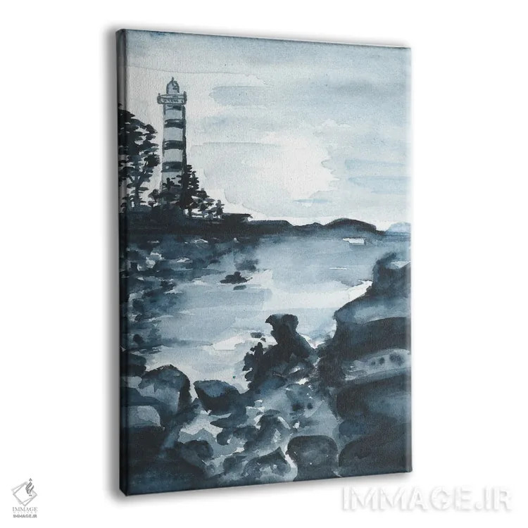 تابلو فانوس دریایی آبی (آبرنگ) اثر آنا اوز - نمای پرسپکتیو محصول