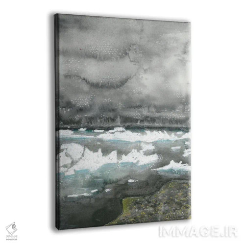 تابلو منظرهٔ یخی خاکستری ایسلند (آبرنگ) اثر آنا اوز - نمای پرسپکتیو محصول