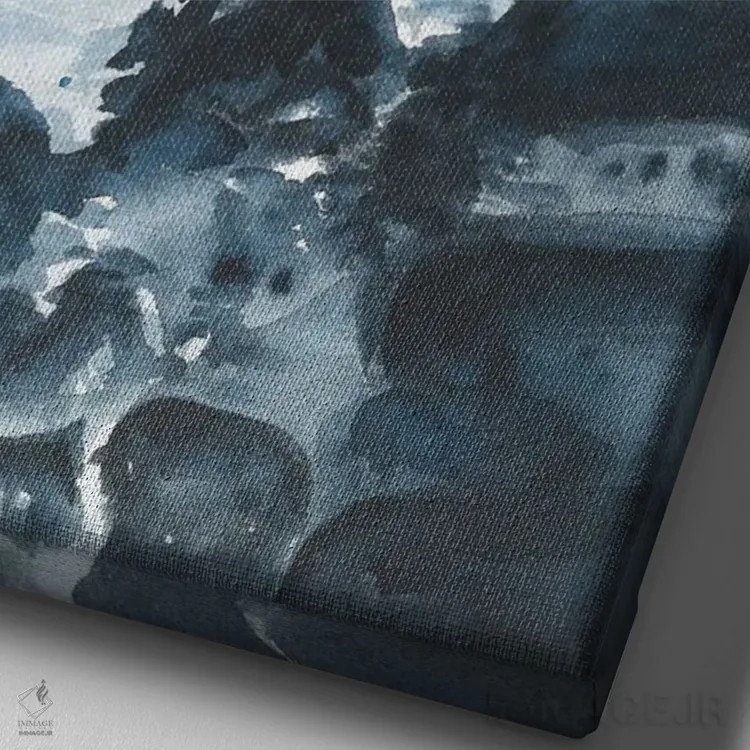 تابلو فانوس دریایی آبی (آبرنگ) اثر آنا اوز - نمای نزدیک بافت بوم