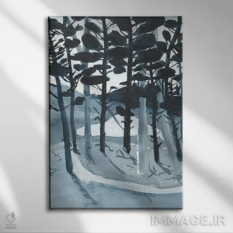 تابلو جنگل آبی، مسیر اسنوبورد اثر آنا اوز - نمای روبهرو روی دیوار