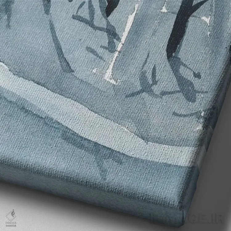 تابلو جنگل آبی، مسیر اسنوبورد اثر آنا اوز - نمای نزدیک بافت بوم