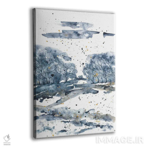 تابلو جنگل آبی با آبرنگ اثر آنا اوز - نمای پرسپکتیو محصول