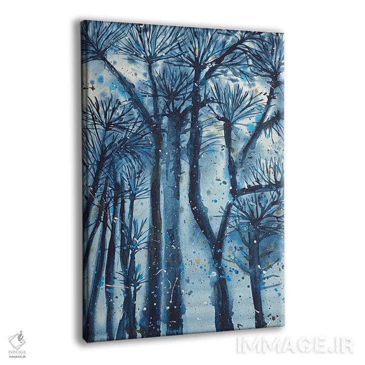 تابلو منظرهٔ آبی، درختان بلند الهامبخش اثر آنا اوز - نمای پرسپکتیو محصول