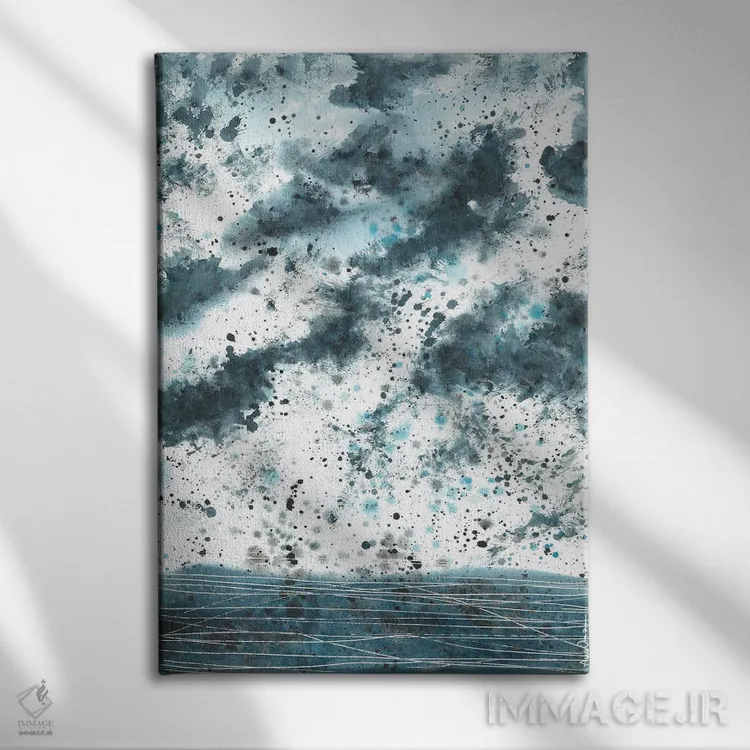 تابلو انتزاعی آسمان آبی اثر آنا اوز - نمای روبهرو روی دیوار