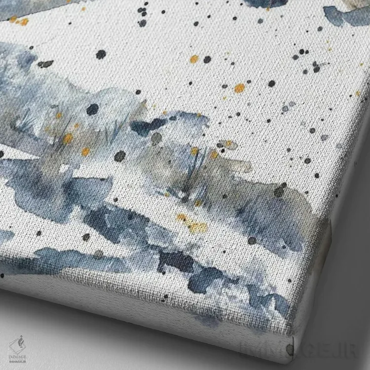 تابلو جنگل آبی با آبرنگ اثر آنا اوز - نمای نزدیک بافت بوم