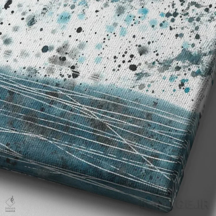 تابلو انتزاعی آسمان آبی اثر آنا اوز - نمای نزدیک بافت بوم