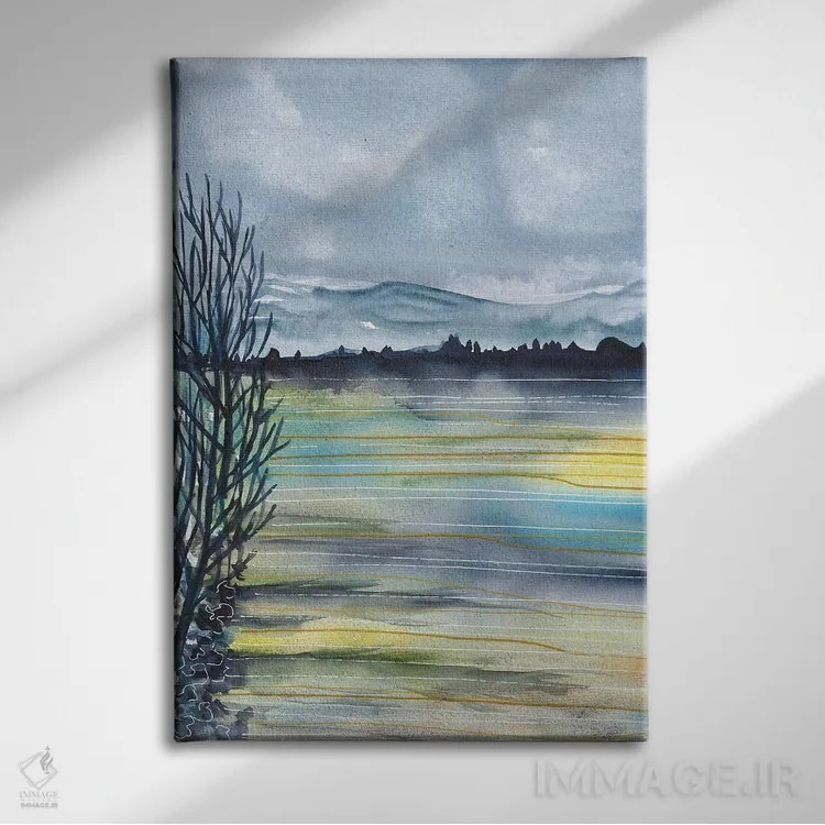 تابلو دشت رنگارنگ، منظره حومه روستا اثر آنا اوز - نمای روبهرو روی دیوار
