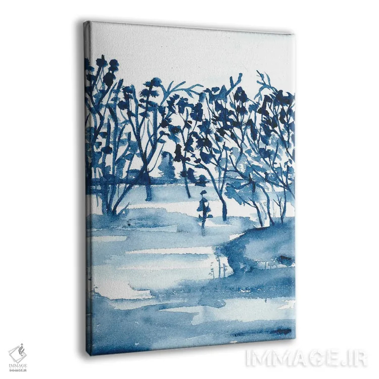 تابلو آبی روشن با آبرنگ اثر آنا اوز - نمای پرسپکتیو محصول