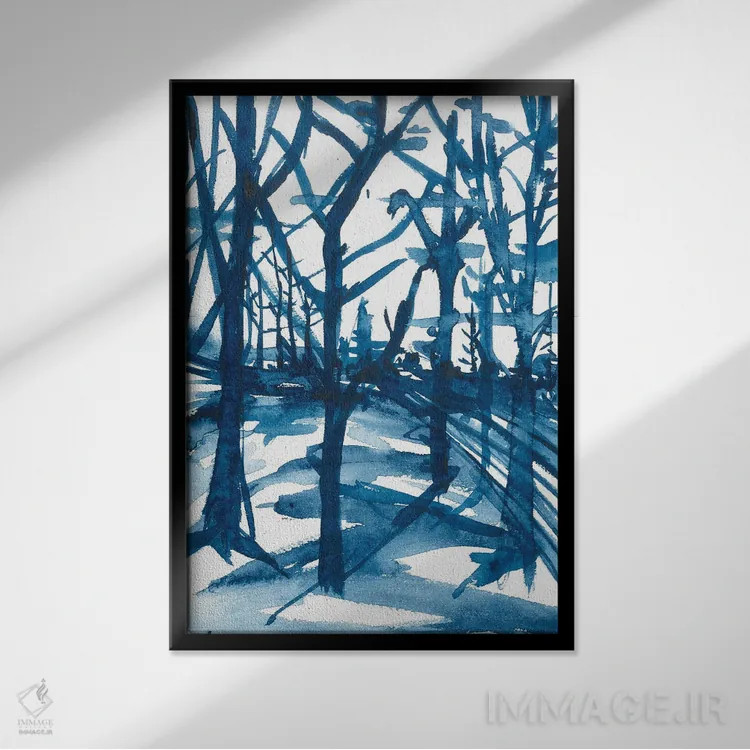 تابلو جنگل صبح آرام اثر آنا اوز - نمای قابدار مشکی