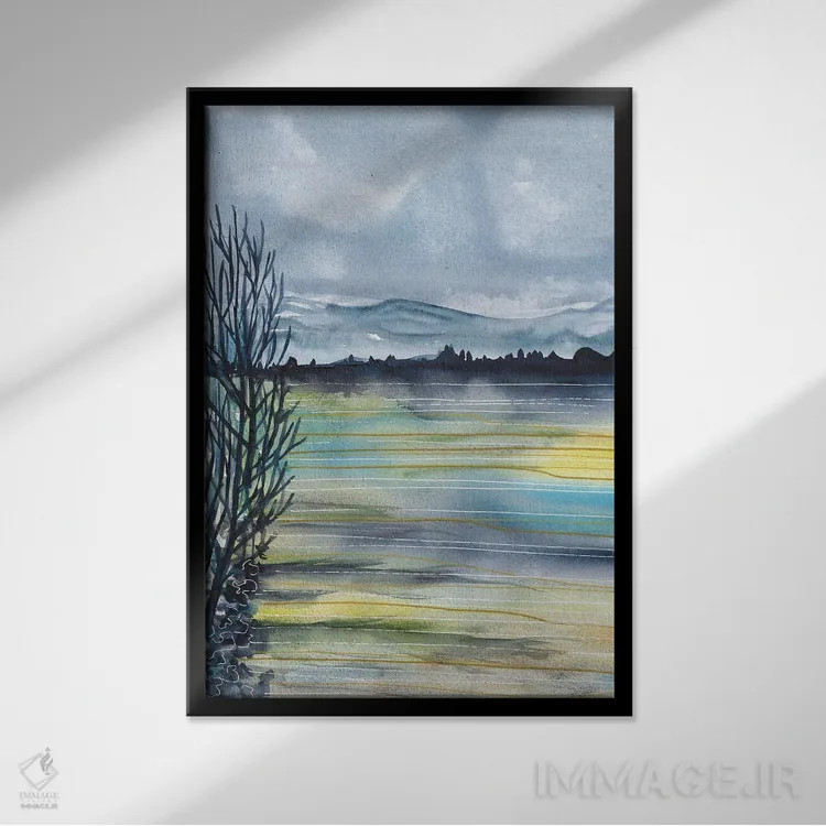 تابلو دشت رنگارنگ، منظره حومه روستا اثر آنا اوز - نمای قابدار مشکی