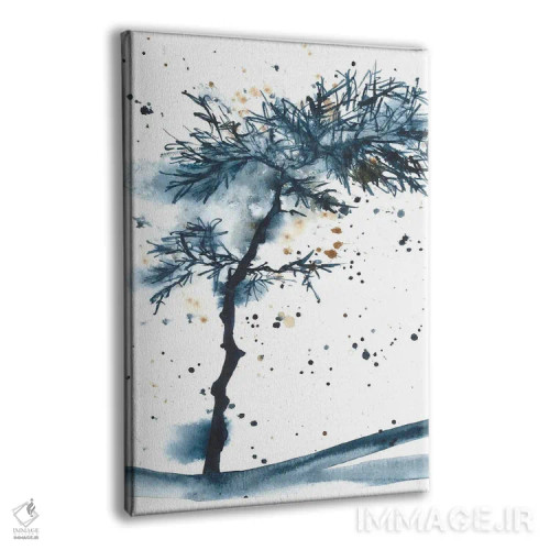 تابلو درخت آبی انتزاعی، منظره آبرنگ اثر آنا اوز - نمای پرسپکتیو محصول
