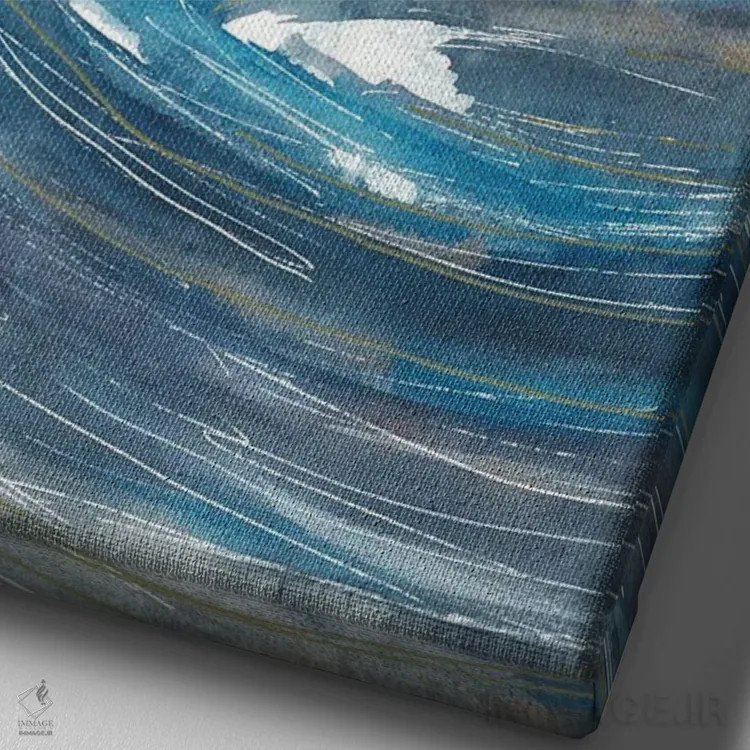 تابلو بازتاب در دریاچه، منظره آبی اثر آنا اوز - نمای نزدیک بافت بوم