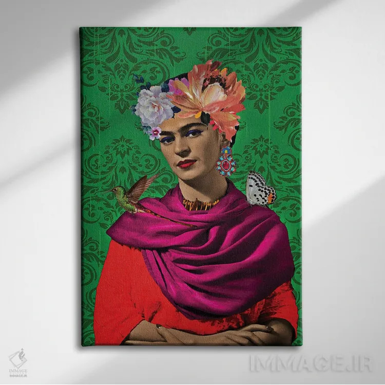 تابلو فریدا سبز اثر آنا پائولا هوپه - نمای روبهرو روی دیوار
