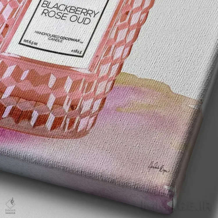 تابلو Voluspa Rosé (برند و نوع نوشیدنی) اثر آنا پائولا هوپه - نمای نزدیک بافت بوم