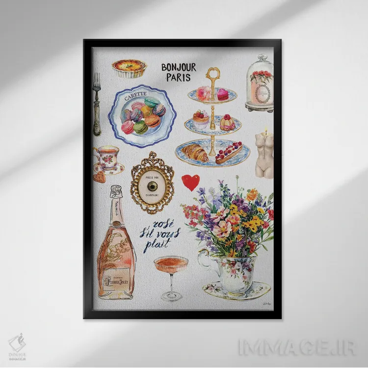 تابلو Rosé S'il Vous Plaît (رز لطفاً) اثر آنا پائولا هوپه - نمای قابدار مشکی