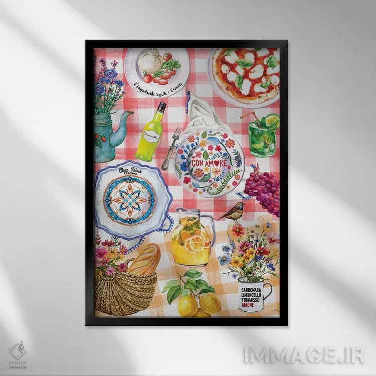 تابلو ساحل آمالفی (ایتالیا) اثر آنا پائولا هوپه - نمای قابدار مشکی