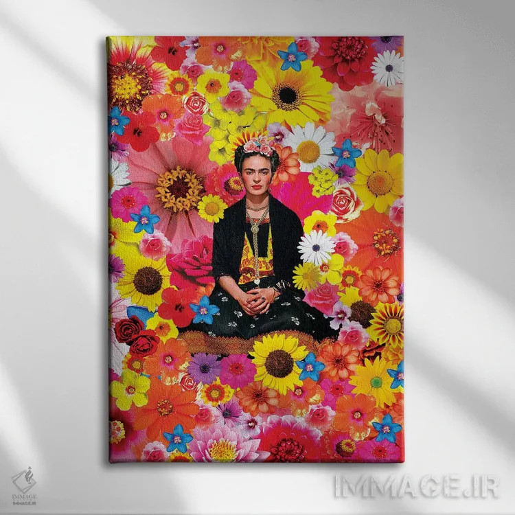 تابلو فریدا گلدار اثر آنا پائولا هوپه - نمای روبهرو روی دیوار