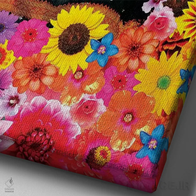 تابلو فریدا گلدار اثر آنا پائولا هوپه - نمای نزدیک بافت بوم