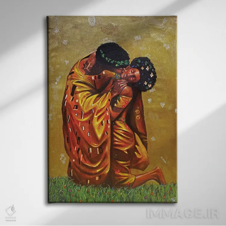 تابلو بوسه اثر آلو پروسپر - نمای روبهرو روی دیوار