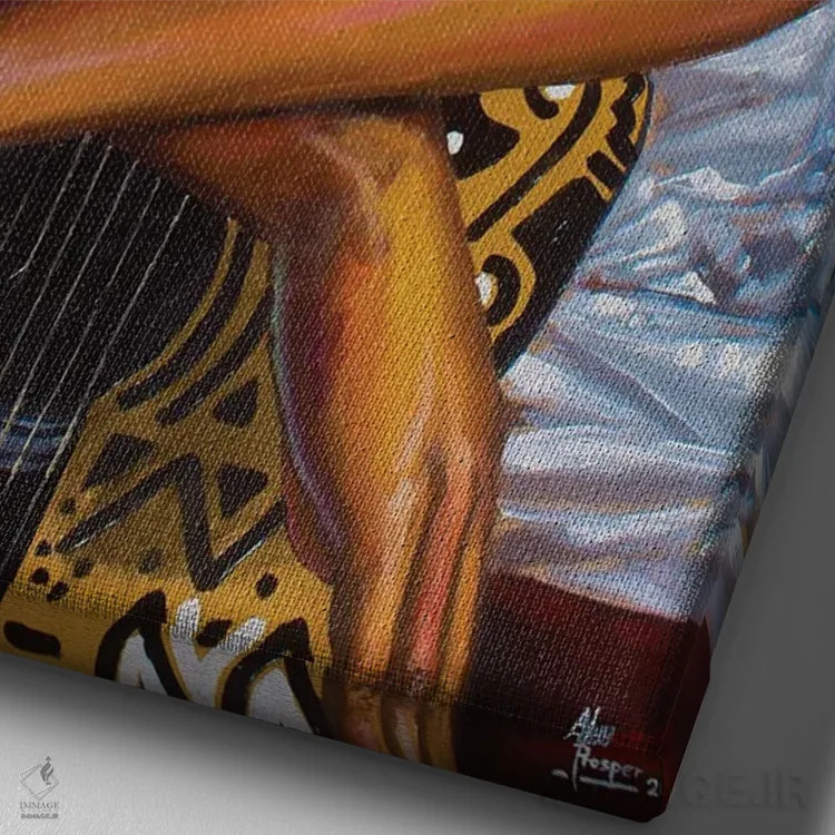 تابلو موسیقی من و من اثر آلو پروسپر - نمای نزدیک بافت بوم