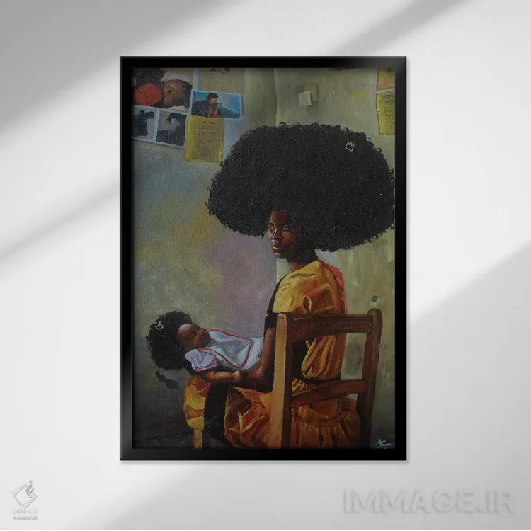 تابلو خواهر من و من اثر آلو پروسپر - نمای قابدار مشکی