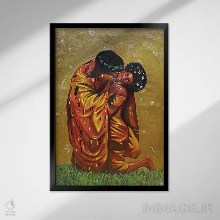 تابلو بوسه اثر آلو پروسپر - نمای قابدار مشکی