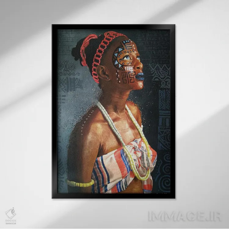 تابلو افول فرهنگ آفریقایی اثر آلو پروسپر - نمای قابدار مشکی