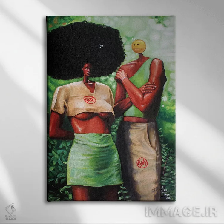 تابلو خواهر و برادر از دو ریشه (خواهر و برادر ناتنی) اثر آلو پروسپر - نمای روبهرو روی دیوار