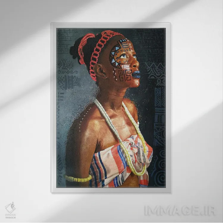 تابلو افول فرهنگ آفریقایی اثر آلو پروسپر - نمای قابدار سفید