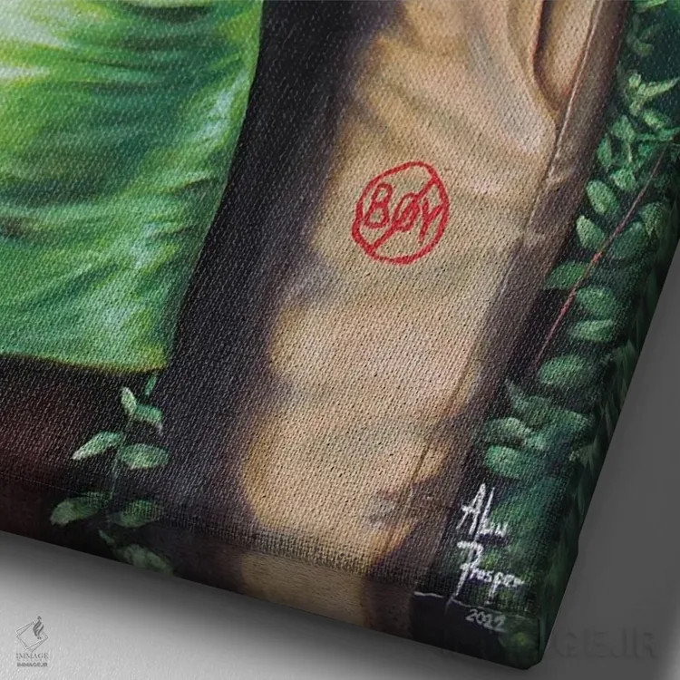 تابلو خواهر و برادر از دو ریشه (خواهر و برادر ناتنی) اثر آلو پروسپر - نمای نزدیک بافت بوم