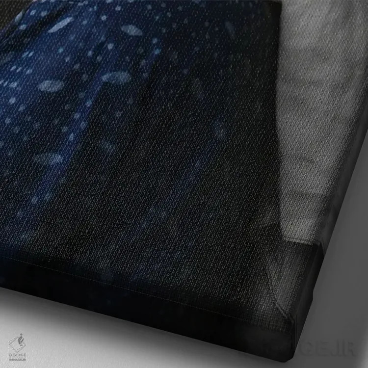 تابلو بانویی با گوشوارههای صدفی اثر آدنیران آدسانیا - نمای نزدیک بافت بوم