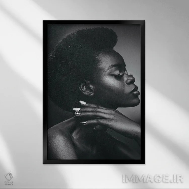 تابلو ملانین تکرنگ II اثر آدنیران آدسانیا - نمای قابدار مشکی