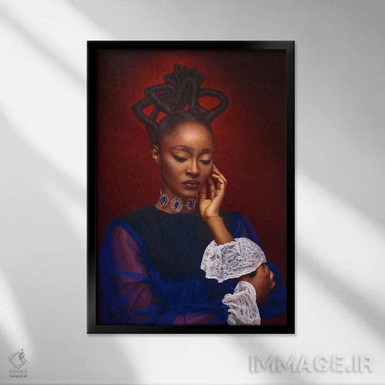 تابلو آده اوری (نام خاص آفریقایی) اثر آدنیران آدسانیا - نمای قابدار مشکی