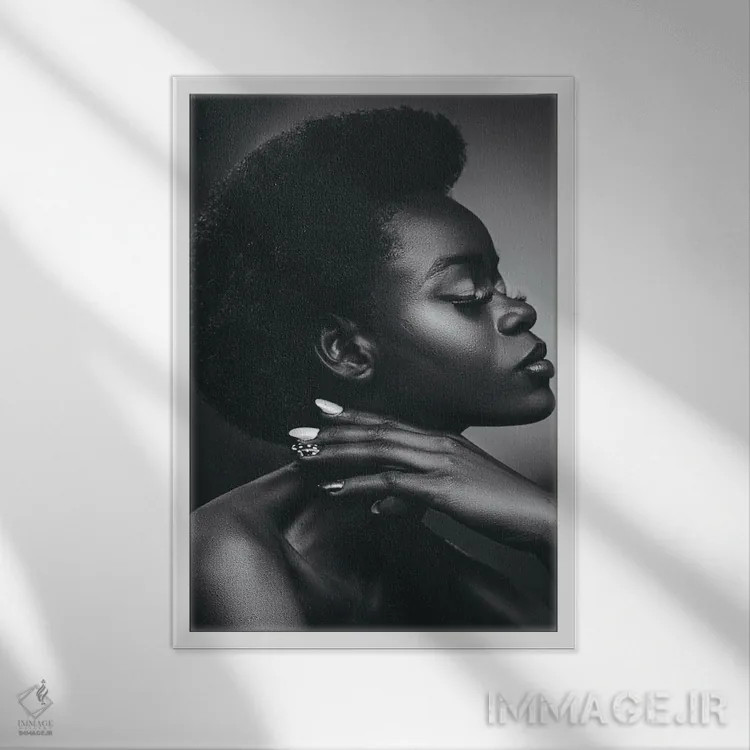 تابلو ملانین تکرنگ II اثر آدنیران آدسانیا - نمای قابدار سفید