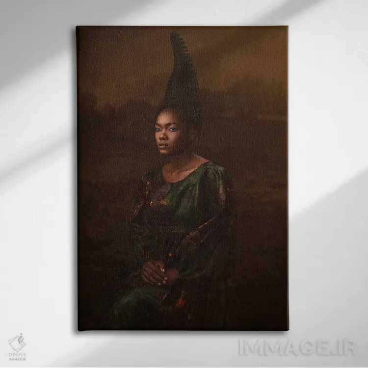 تابلو ایوبا مونا (نام خاص آفریقایی) اثر آدنیران آدسانیا - نمای روبهرو روی دیوار