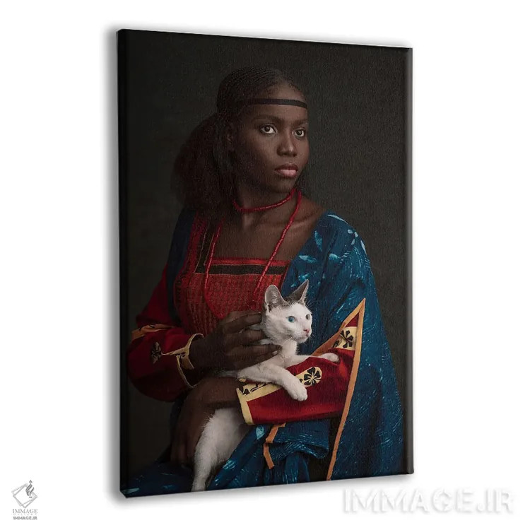 تابلو بانویی با یک گربه اثر آدنیران آدسانیا - نمای پرسپکتیو محصول
