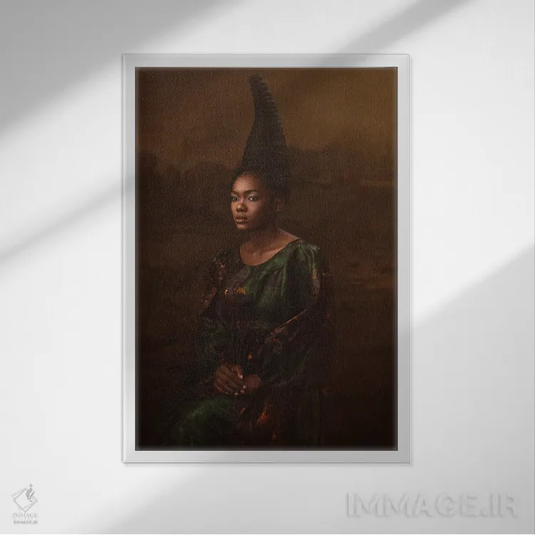 تابلو ایوبا مونا (نام خاص آفریقایی) اثر آدنیران آدسانیا - نمای قابدار سفید